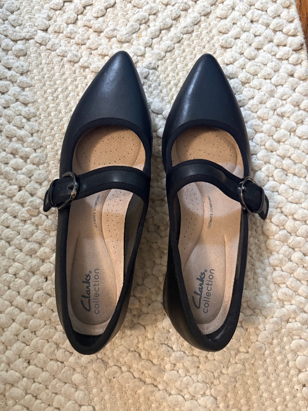 Cool Girl Black Pointed Mary Jane Flats with Buckle Strap